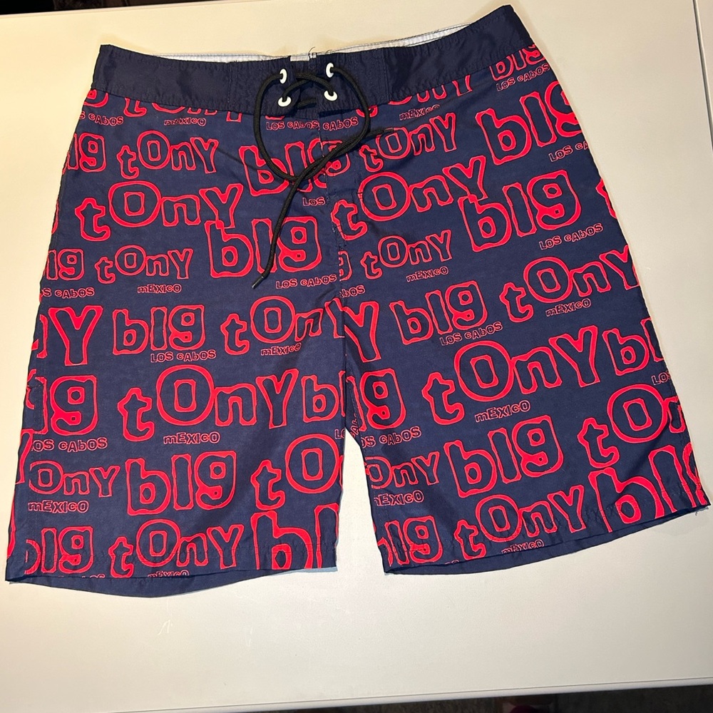 Big Tony SurfLine Size L Large Swim Trunks Shorts Red Blue